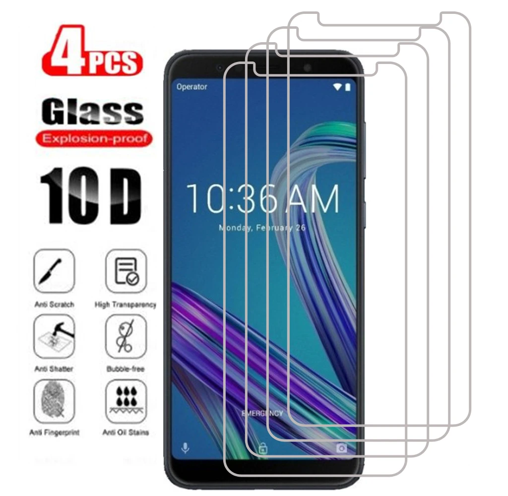 4Pcs for Asus Zenfone Max Pro M2 ZB631KL M1 ZB601KL ZB602KL tempered glass phone screen protector protective film smartphone