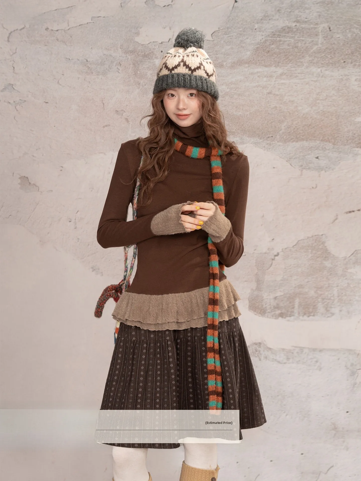 

Женская кофта Loveheynew с высоким воротником и длинными рукавами, осенне-зимний свитер в клетку с вставками, повседневный свободный топ для ношения под одеждой