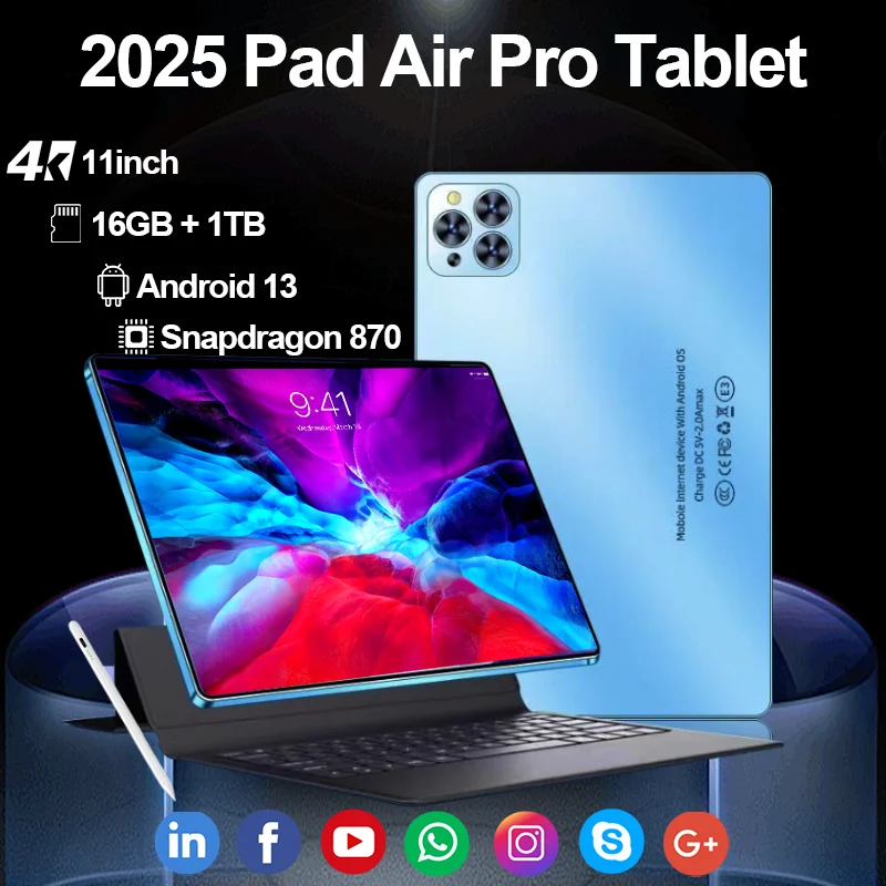 2025 Pad Air Pro 12-дюймовый планшет 16 ГБ 1 ТБ Tableteta android 13 смартпад ПК Телефон Двойной Wi-Fi snapdragon 870 Оригинальный планшет android 2025 Pad Air Pro 12-дюймовый планшет 16 ГБ 1 ТБ Tableteta android 13 смартпад ПК Телефон Двойной Wi-Fi snapdragon 870 Оригинальный планшет android