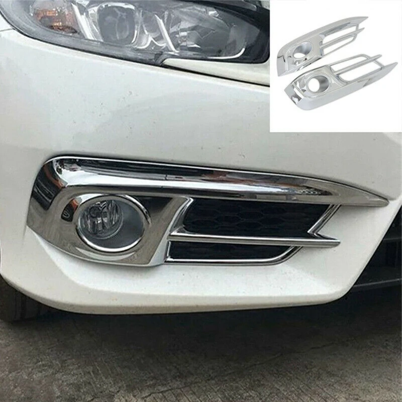 Front Bumper Fog Light Cover Trim Fog Lamp Grille For Honda Civic 10Th 2016 2017 2018 Silver