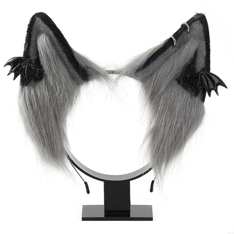 N5KB Cosplay Hairhoop Wolf Ears Banda per capelli Festival Accessori costumi lolitastyle Accessori per festa femmina