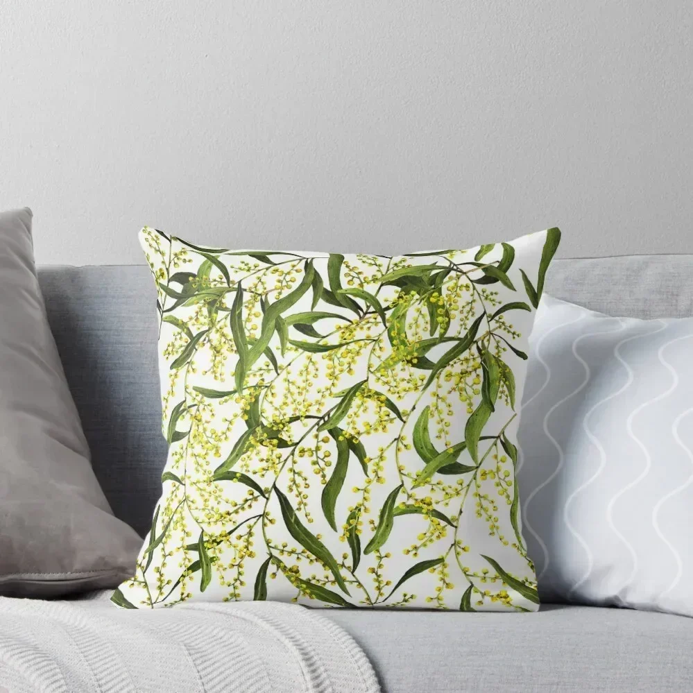 Golden wattle native australian flower pattern Throw Pillow Pillowcases Bed Cushions Custom Cushion pillow