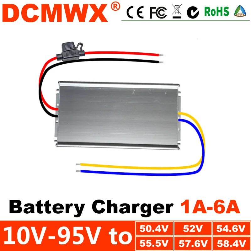 

DC-DC battery charger 10V-80V to 48V lithium or lead-acid battery charger 50.4V52V54.6V55.5V57.6V58.4V59V CC CV tw working modes