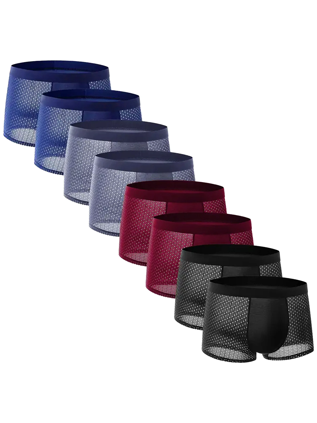 

8Pcs/Set Men's Underwear Mesh Panties Casual Solid Color Fashion Underpants Breathable Male Boxer Shorts Sports Homme Panty S-XL