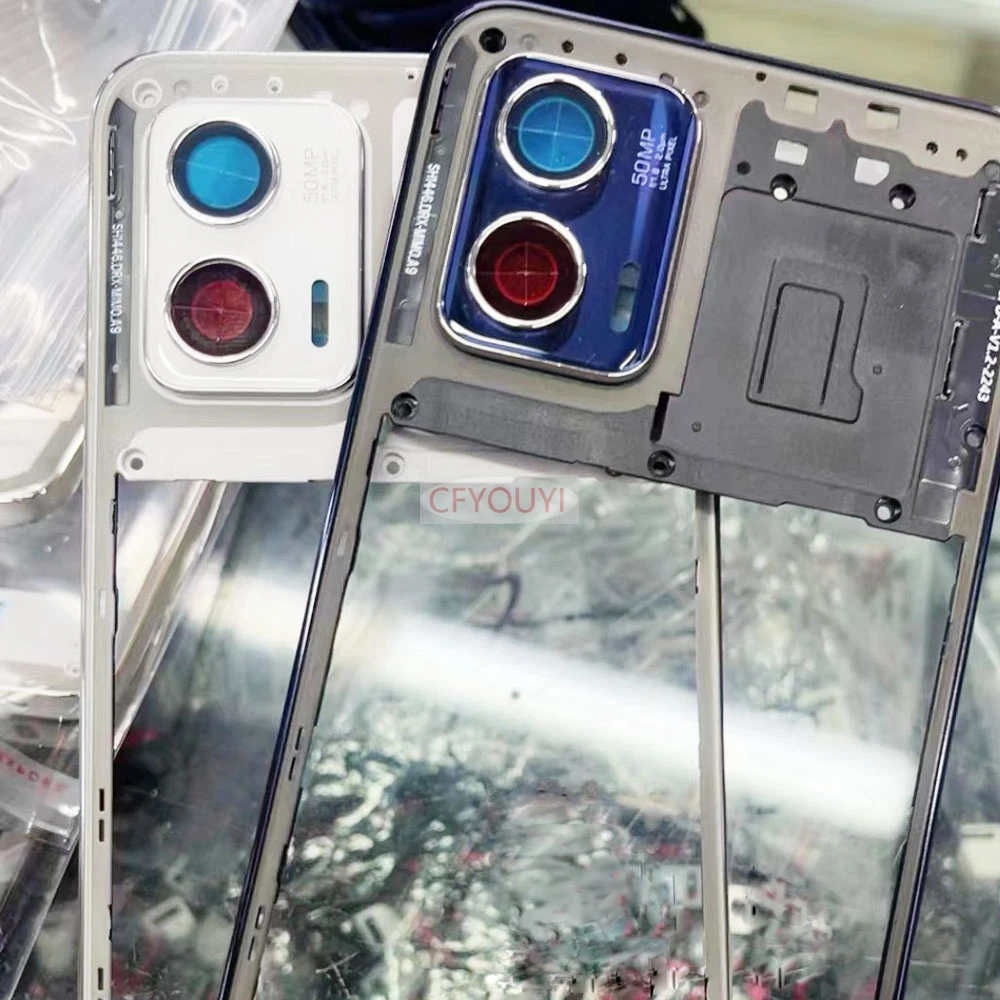 

New Housing Middle Frame Plate Case With Back Rear Camera Lens Repair Parts For Motorola Moto G73 Back Housing Frame