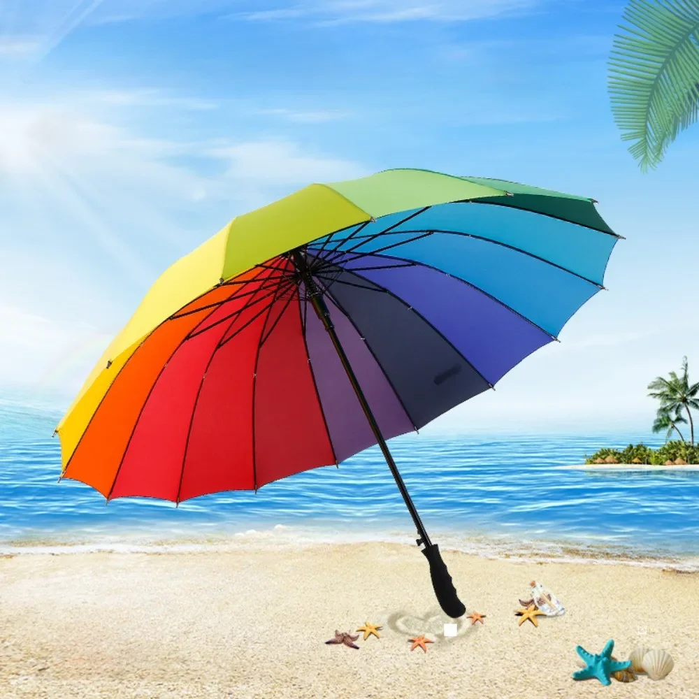 Folding Umbrella Advanced Sense Sunshade Umbrella Double Breathable Rainbow Umbrella Rain and Sunshine Triple Folding Umbrella