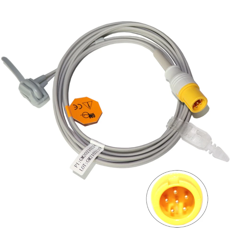Neonate silicone wrap sensor, 6PIN, L=3M. Yellow connector, digital technology