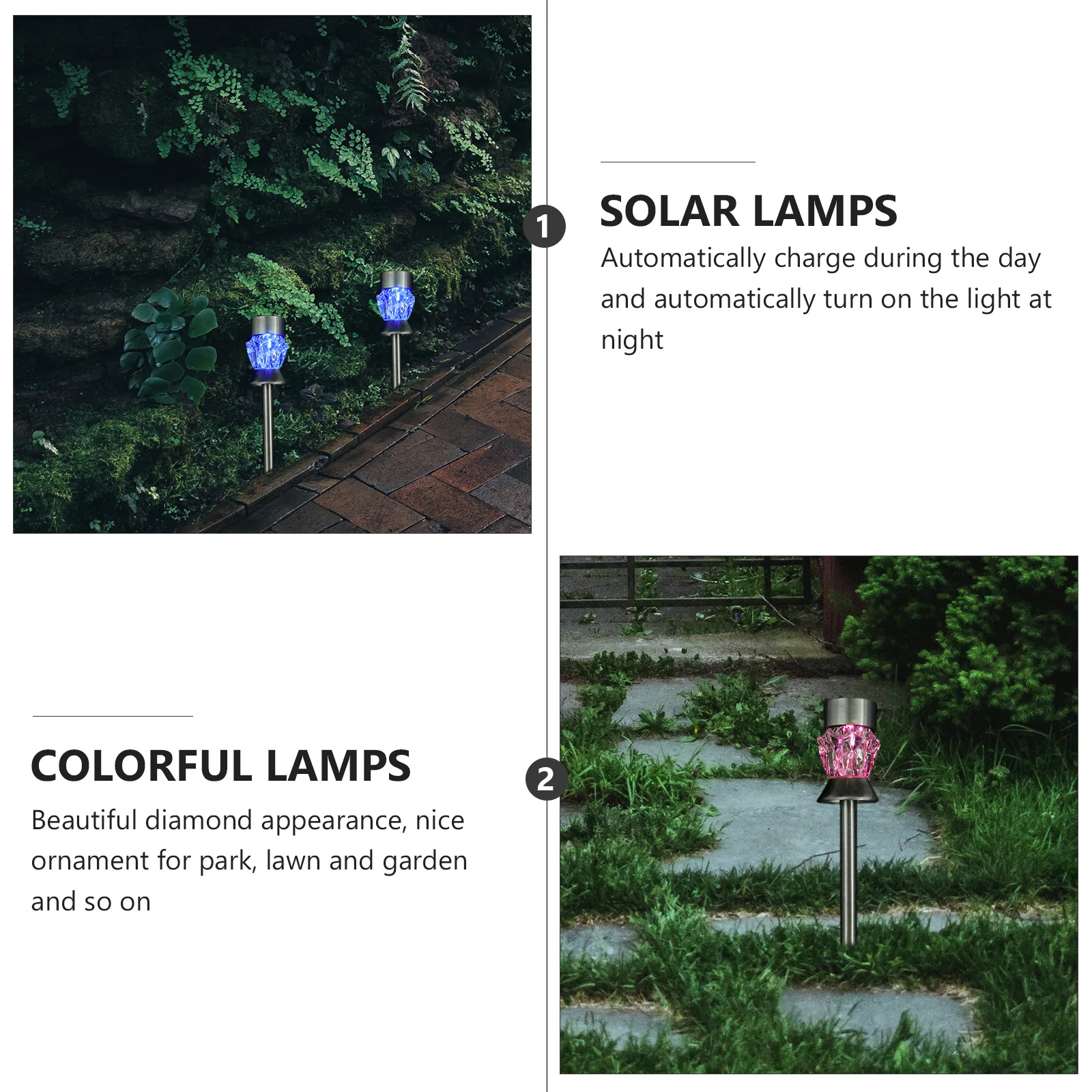 

4pcs Color Changing Diamond Lamp Outdoor Solar Ground Insert Lights For Garden Decor Premium Durable Lawn Yard Lighting
