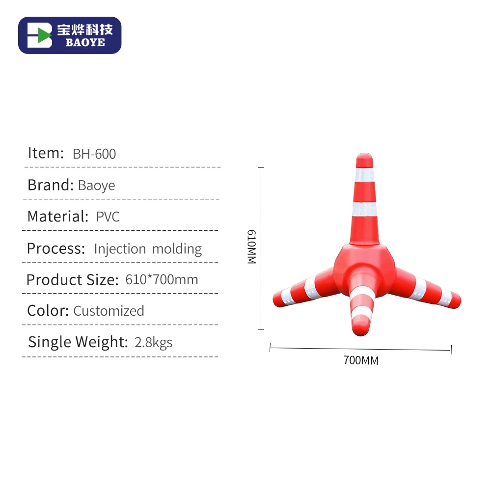 28 Inch Prismatic Reflective PVC Traffic Cone Road Barrier for Roadway Safety