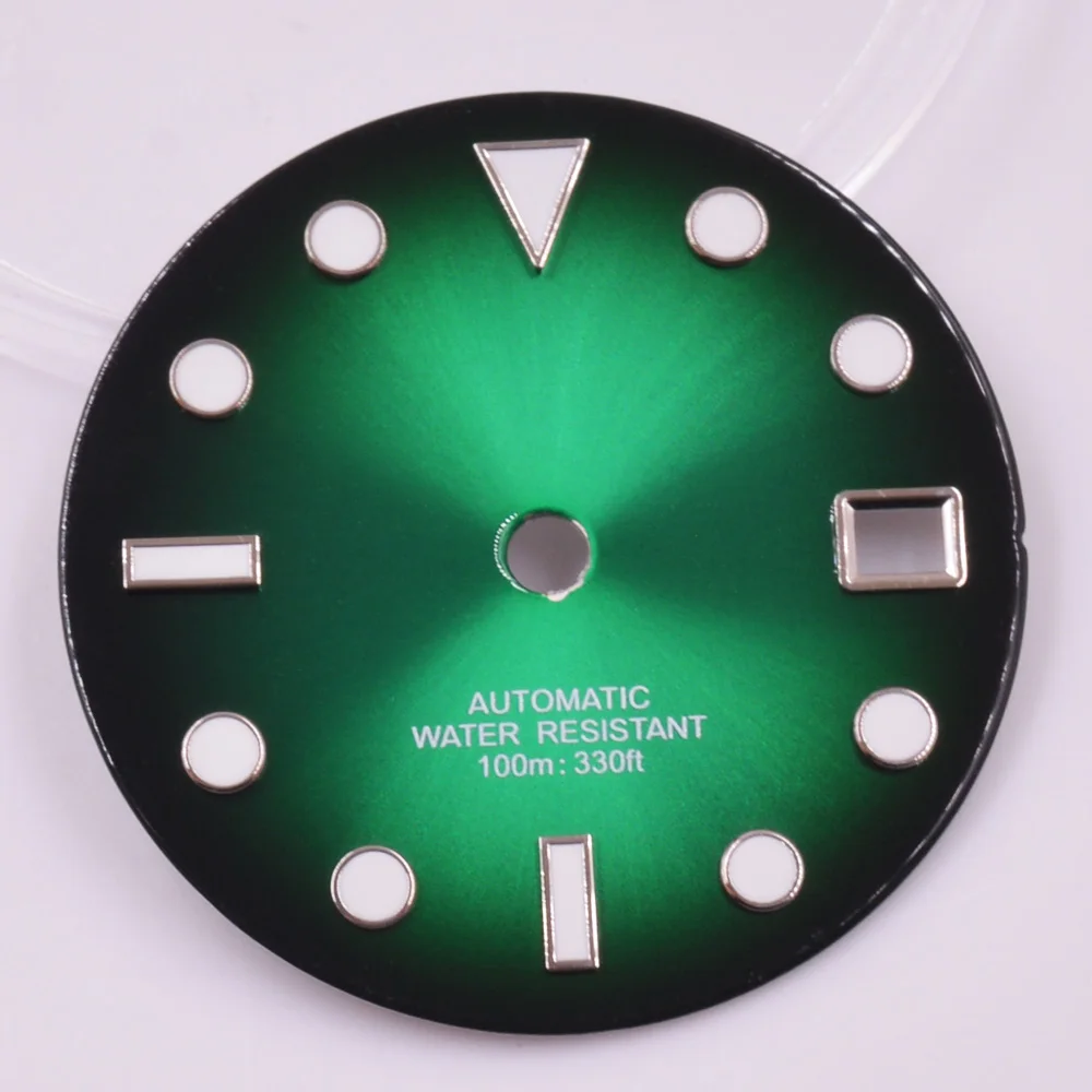 29mm Blue/Red/Yellow/Green Watch Dial Green luminous Fit NH35 NH36 Movement Watch Accessories Sterile Dial