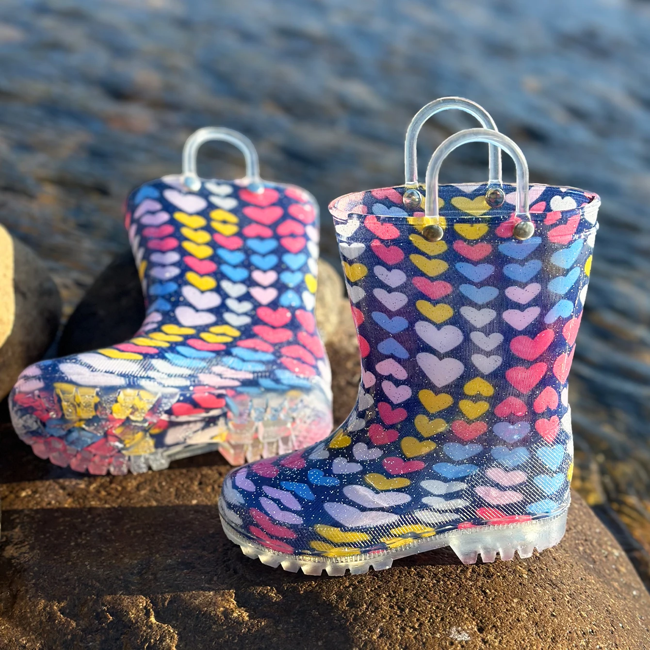 

Compassion Rain Boots for Children,Soft and Comfortable,Anti-slip Sole,Hand-held design,Glitter Rain Boots, All Seasons