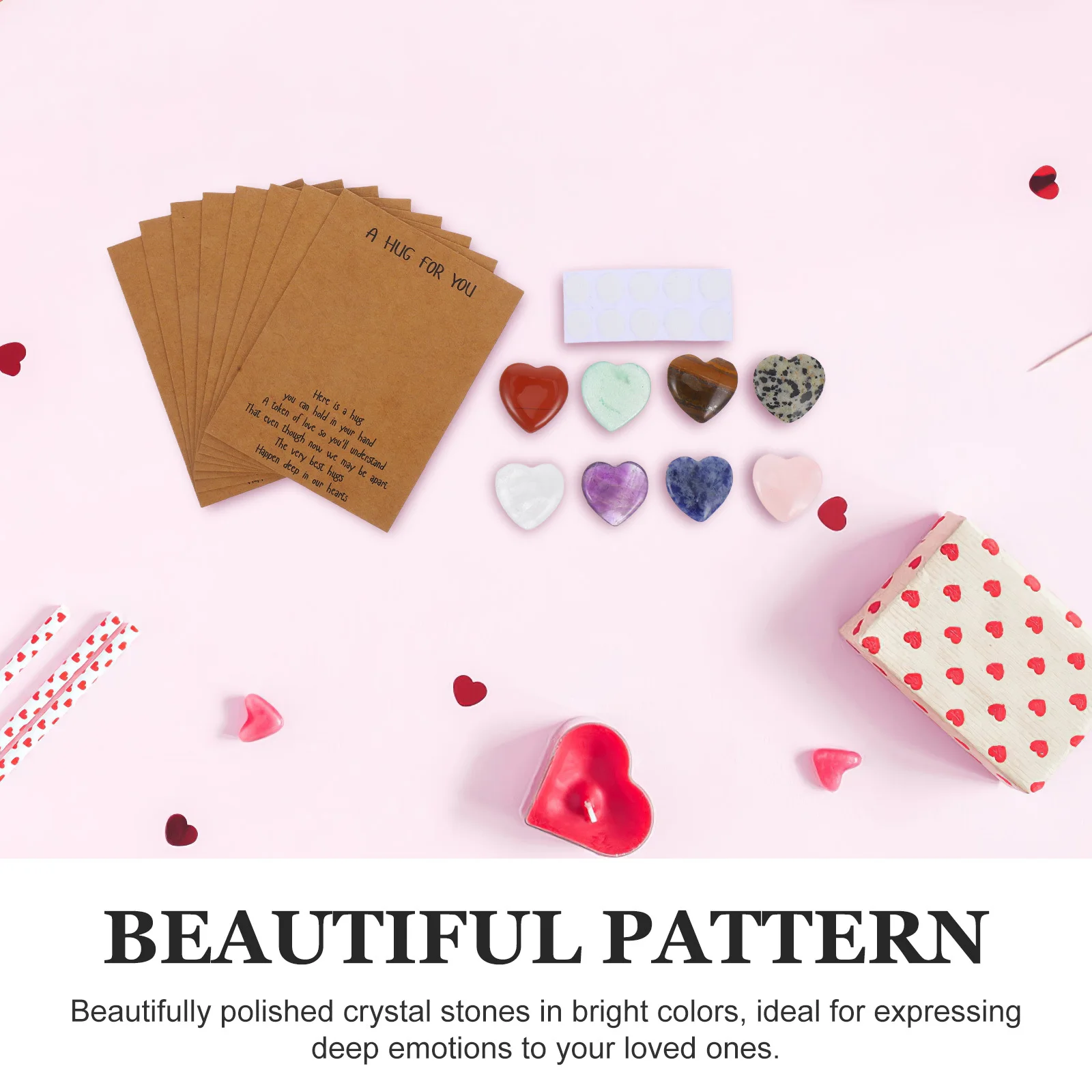 1Set Heart Crystal Stone Greeting Card Set for Valentine's Day Mother's Day Presents for Women Love Cards DIY Romantic Gift