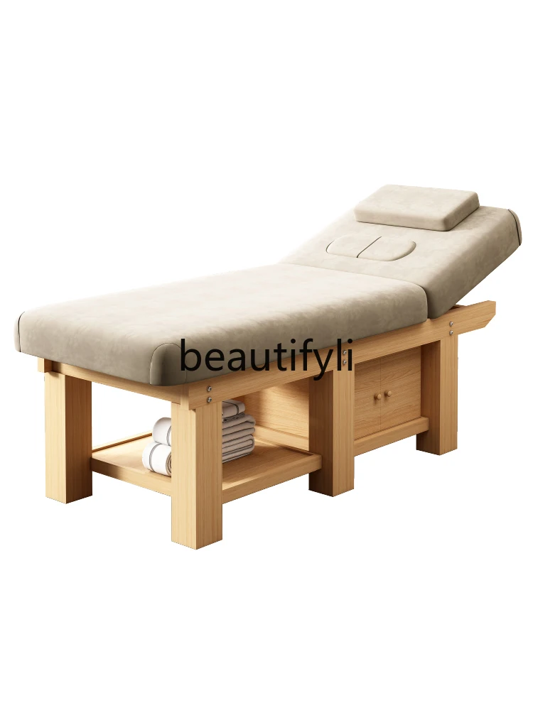 

High-grade solid wood beauty traditional Chinese medicine massage physiotherapy bed micro-finishing ear chest hole beauty bed