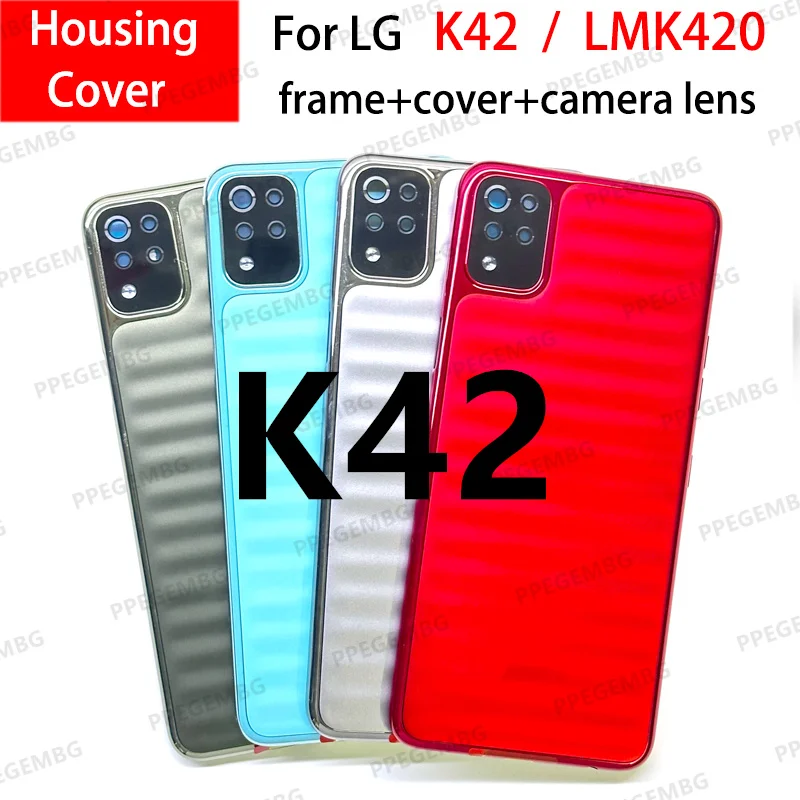 

K42 For LG K42 LMK420 Battery Case Housing Chassis Middle Frame Back Rear Cover Lid Panel + Camera Lens Side Buttons RepairParts