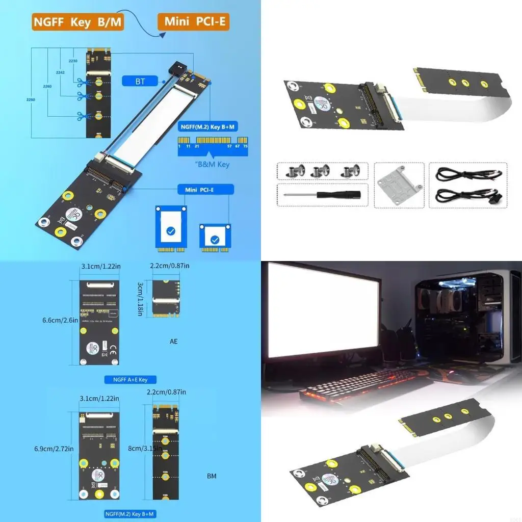 

900F Stable M.2 (NGFF) to Mini PCIE Adapter Cable for Seamless Compatibility