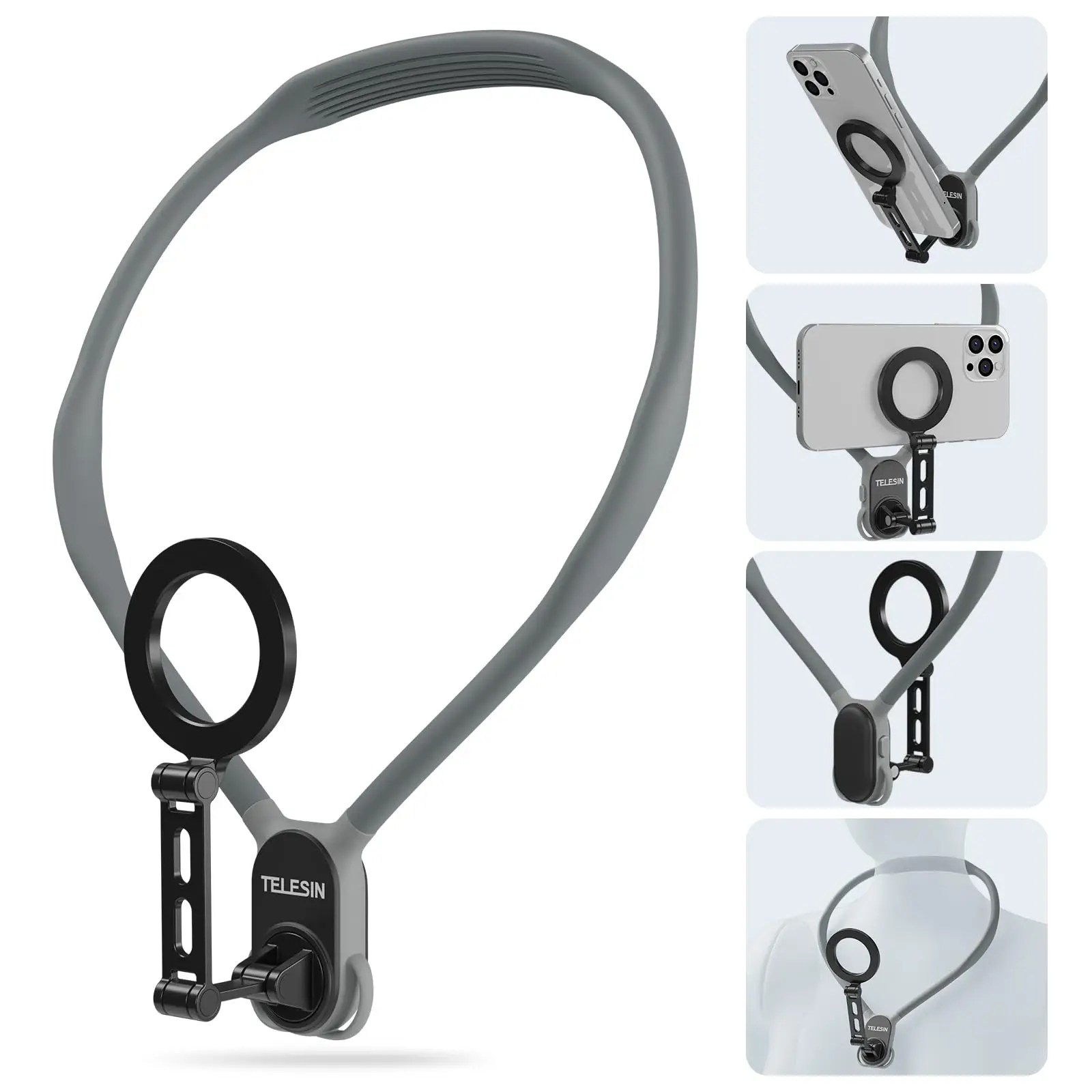 

Magnetic Neck Mount for Phones Neck Cell Phone POV Mount Phone Neck Holder Chest Stand Strap for iPhone Android Phones