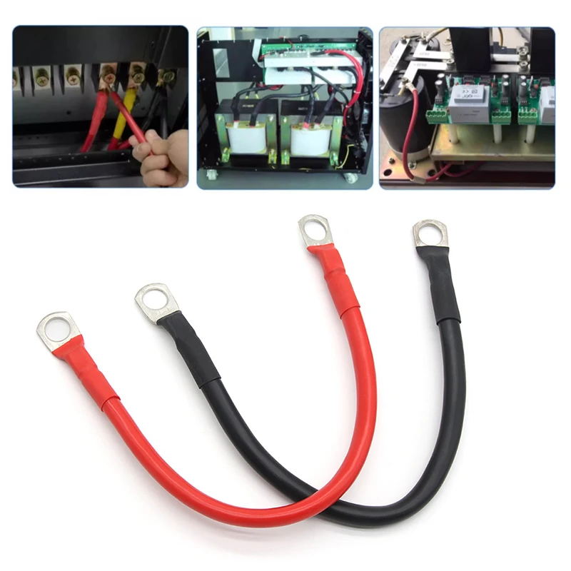 8AWG 6AWG 4AWG Battery Inverter Cable Set with Terminals 20/30/40/50/60CM Stranded RV Copper Cord Solar Power Connection Wire