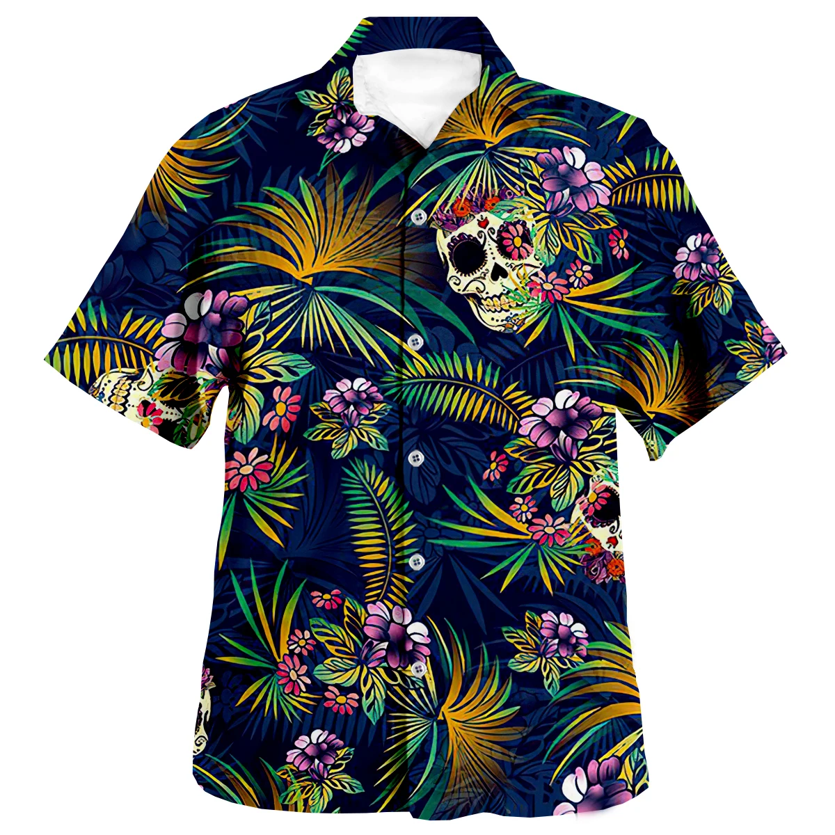 

Skull Weeds With Leaves 3D Print Anime Shirt Beach Hawaiian Shirt Summer Short Sleeve Shirt Streetwear Oversized Chemise Homme