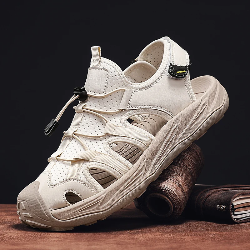 

Летние мужские сандалии, кожаная повседневная обувь для мужчин, уличные кожаные сандалии для мужчин, пляжная обувь, мужская обувь в римском стиле