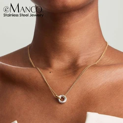 eManco 316L Stainless Steel two-color pendant Necklaces For Women Chokers Trend Fashion Festival Party Gift Jewelry