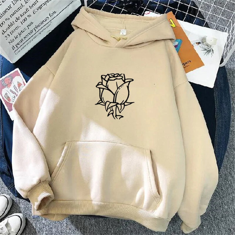 

Spring Autumn Women Long Sleeve Sweatshirts Flower Printed Kawaii Hoodies