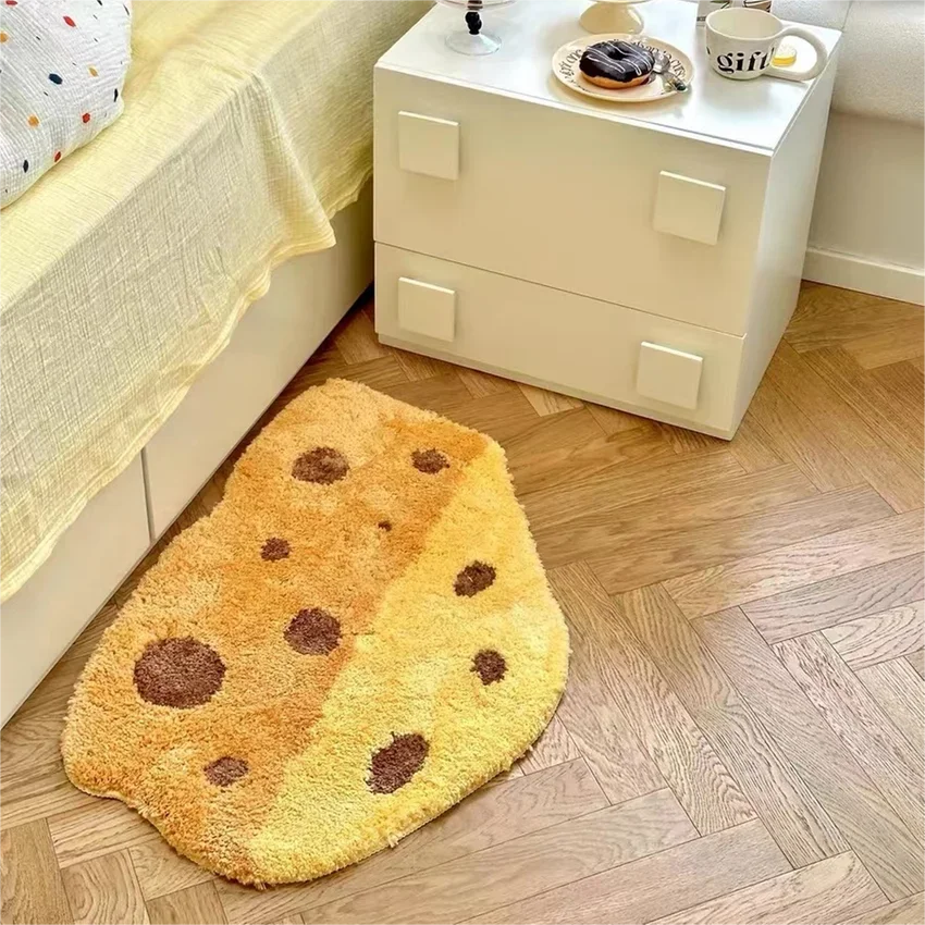 

Cheese Shape Design Washable Rug Desk Mat Floor Mat Entrance Bathroom Bed Toilet Traces Housewarming Gift Carpet