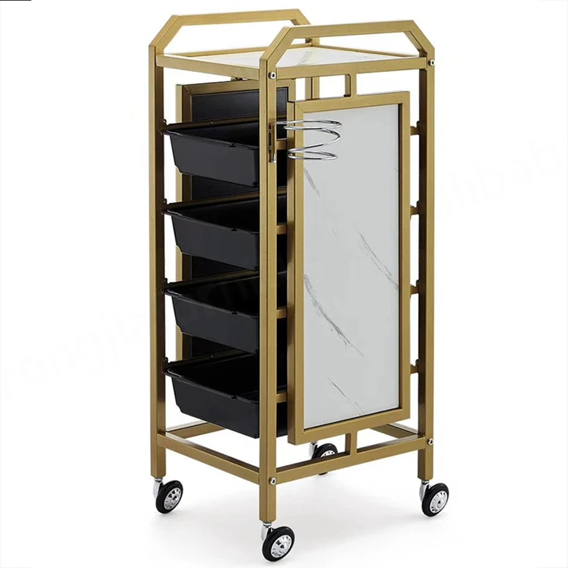 

Modern Hair Salon Equipment Salon Tool Car Gold Stainless Multilayer Storage Organizer Salon Trolley with Wheels