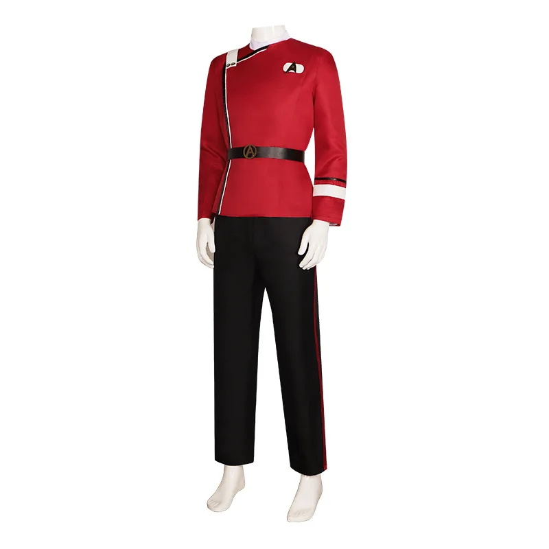 Anime Worlds Treks Cosplay Strange Costume Captain Pike Red Jackets Top Pants Undershirts Starfleet Uniforms Halloween Set Party