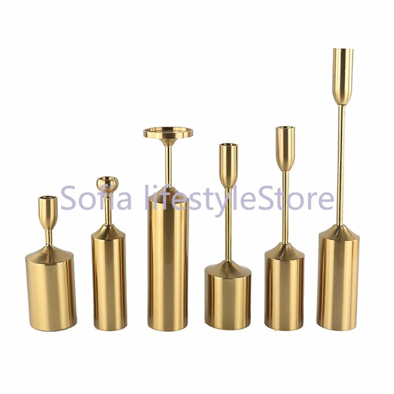 Imagem -03 - Conjunto de Castiçal Vintage Holdersrass Gold Taper Candle Holders para Decoração de Casa Wedding Table Centerpieces Stand