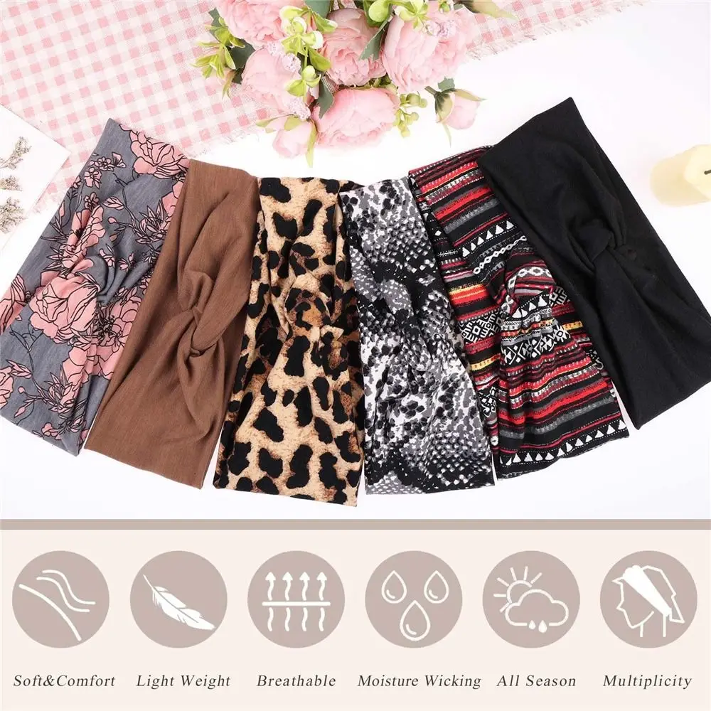 Absorbed Sweat Women's Stretchy Headbands Soft Non-Slip Sport Headbands Twisted Cross Hair Wrap for Daily Life Yoga Workout