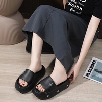 New Thick Heel 5cm Slippers Women Summer Outdoor Beach Sandals Fashion High-End Feeling Fairy Shoes EVA Material Comfortable