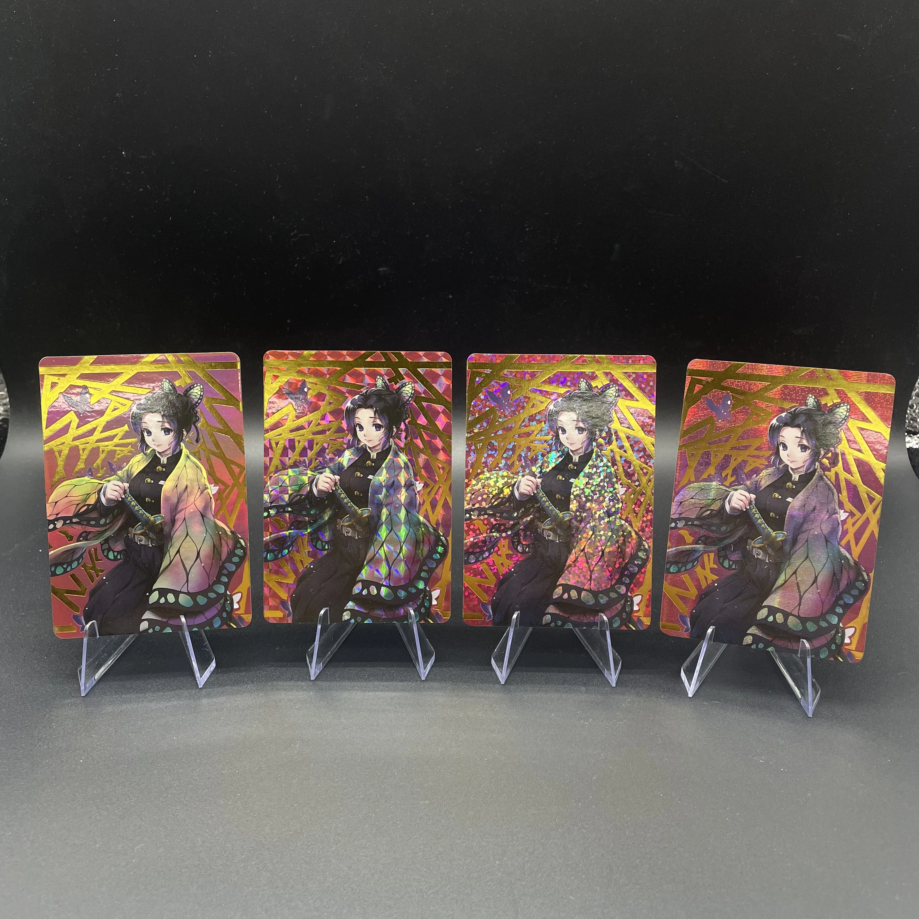 

1 шт. DIY аниме Demon Slayer насекомое Хашира Шинобу Кочоу Радуга фольга льняная фольга шахматная фольга пунктирная фольга коллекционная карта