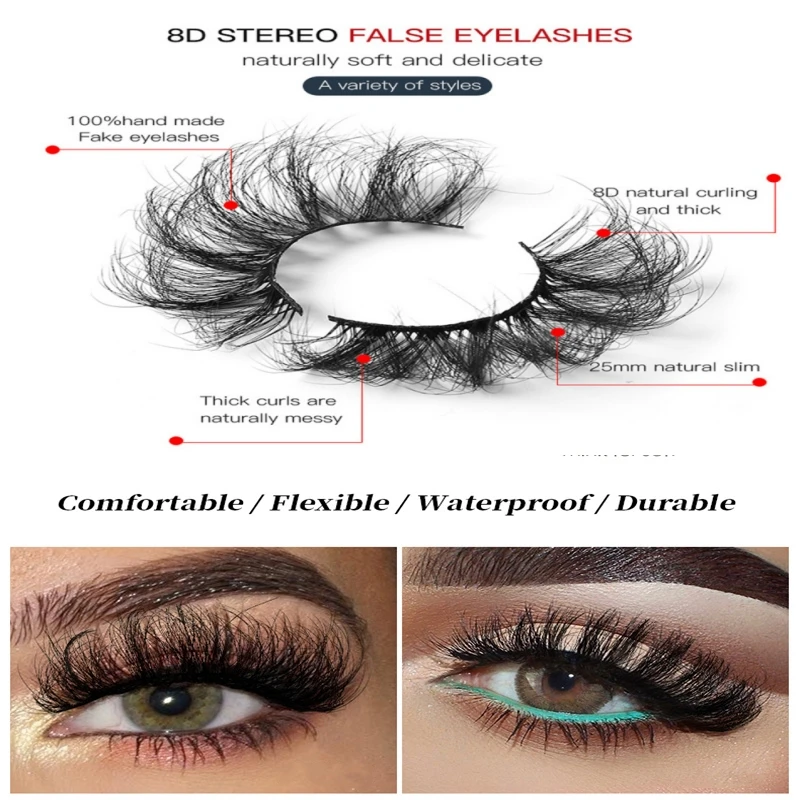 ขนตาปลอมแบบไทย 8D หลายชั้น หนา ซ้อนทับกันอย่างเป็นธรรมชาติ เหมือนขนมิงค์ ให้ลอนสวยเป็นธรรมชาติ สำหรับลุคที่โดดเด่น