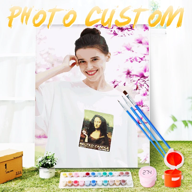 PBYN Benutzerdefiniertes Ölgemälde nach Zahlen, Foto-DIY-Zeichnung auf Leinwand, Familienporträt, Tierbild, personalisierte Geschenke, Heimdekoration