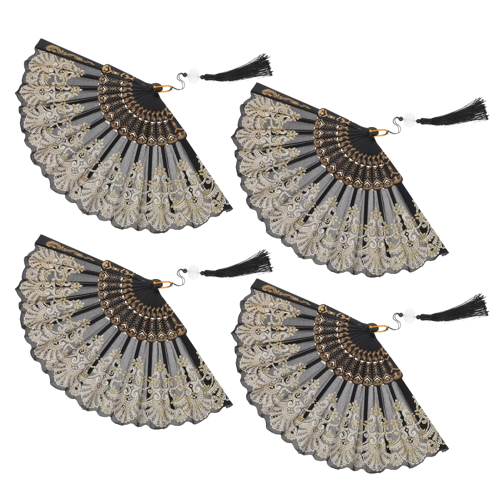 

4Pcs Chinese Style Foldable Hand Fans Lightweight Elegant Fans for Wedding Festival Dance Party Favor Decoration