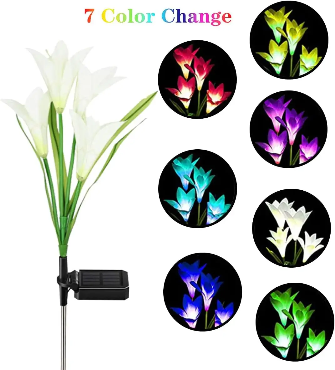 LED Solar Light Lily Flowers lampada solare esterna impermeabile multicolore LED luci solari paesaggistiche per l\'illuminazione della decorazione