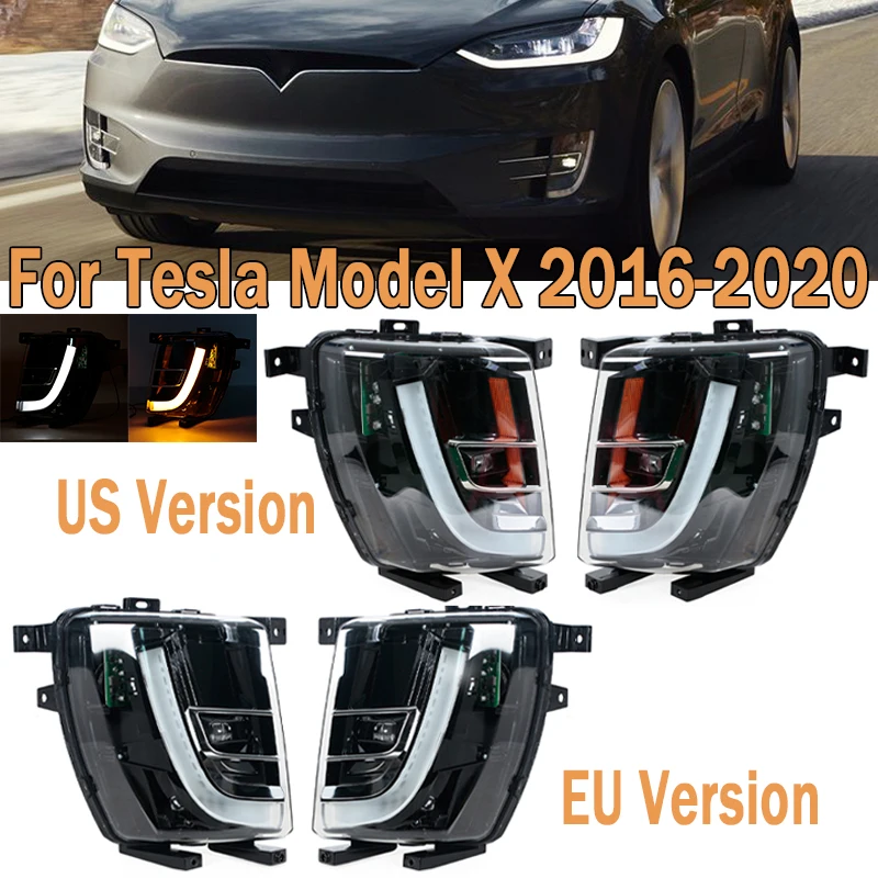 LED DRL Front Bumper Fog Light Daytime Running Light Fog Lamp For Tesla Model X 2016-2020 US/EU Version 103432600C 103432700C