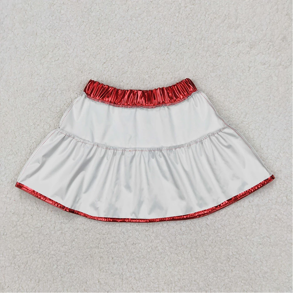 New Fashion Western Summer Baby Girls Shiny Leather Red Skirt Wholesale Boutique Kids Clothes Skirt