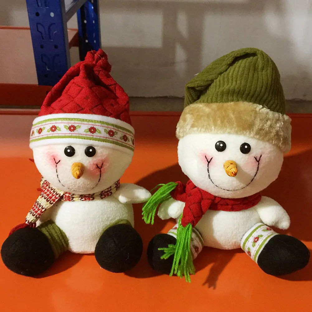 

2 Pcs Christmas Decor Snowman Ornament Decorative Adornment Table Decorations Desktop