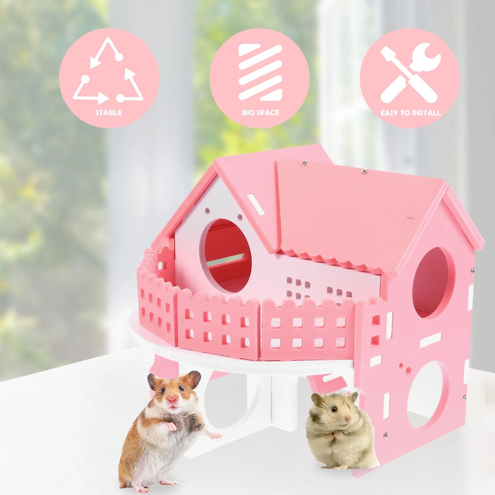 

Double Layers Hamster Villa Small Pet Hideout Rest Play House Nest Open Design for Exercise Hamster House Small Pet Hideout