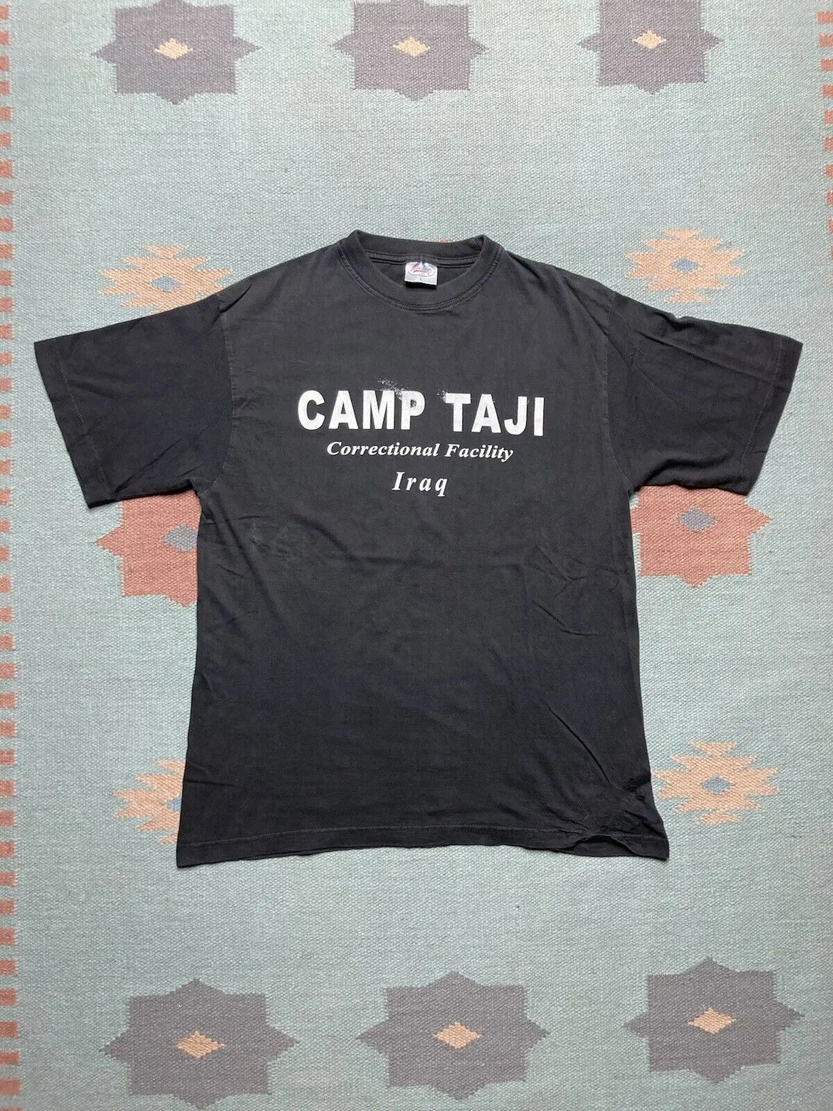 Vintage T Shirt camp taji correctional facility Iraq drunk funny grunge large