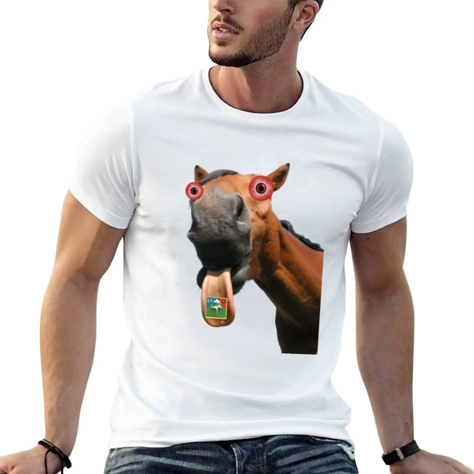 New High horse T-Shirt kawaii clothes animal print shirt for boys mens t shirt