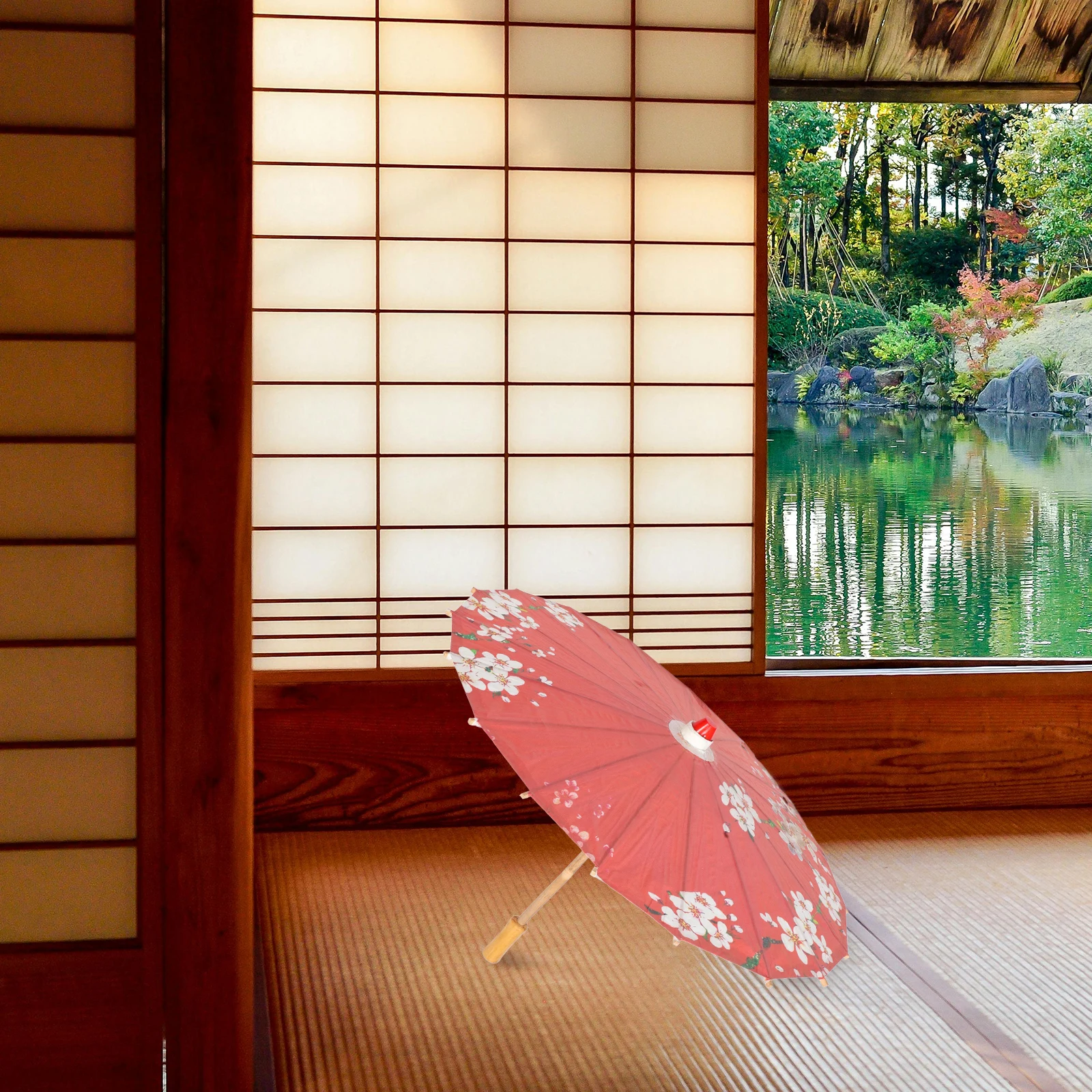 

Japanese H made Oil Paper Parasol Vintage Decorative Umbrella for Restaurant Hotel Durable Bamboo Large Yellow White Samurai