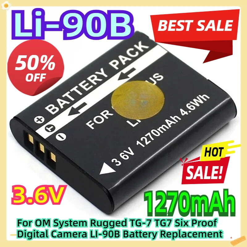 

For OM System Rugged TG-7 TG7 Six Proof Digital Camera LI-90B Battery Replacement