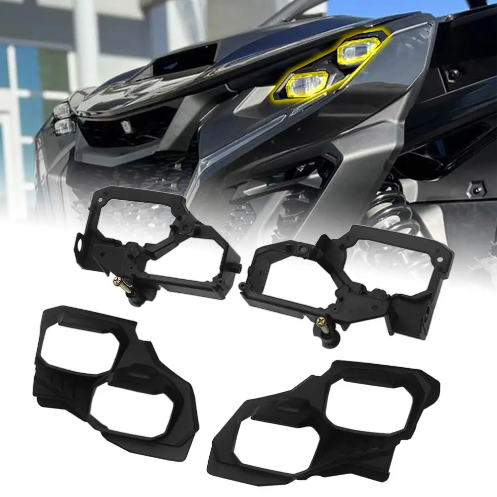 UTV Black Head Light Trim Protective Cover Headlight Support Bracket For Can-Am Maverick R XRS XRC SAS STD MAX 2024-2027