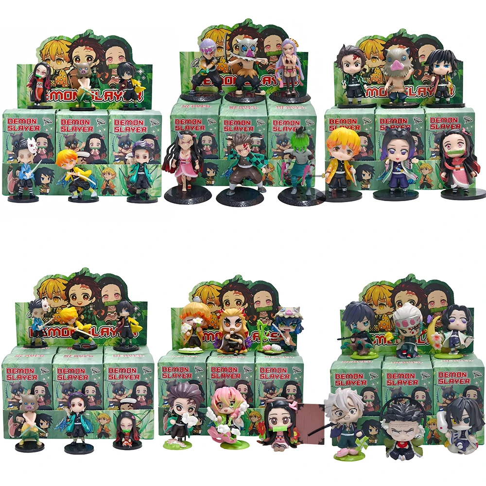 شيطان القاتل تانجيرو كامادو Nezuko أنيمي الكرتون الشكل صندوق أعمى الإبداعية شخصية تمثال نموذج زخرفة مفاجأة هدية مربع