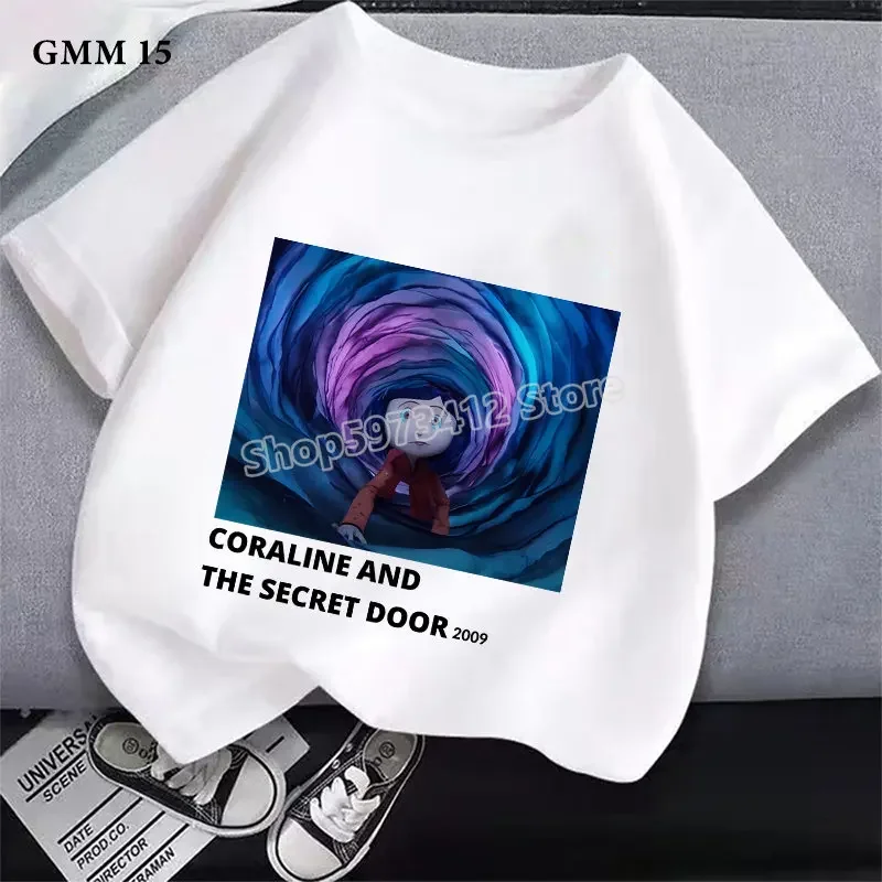 Coraline & The Secret Door T-shirt Cartoon Figure Print Girl Boy Letnie ubrania Graficzne koszulki z krótkim rękawem Prezent urodzinowy dla dzieci