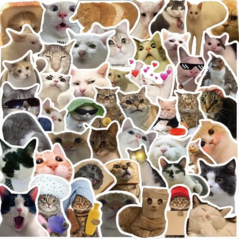 

10/50pcs Funny Cute Cat MEME Animals Stickers Kawaii Decals Scrapbooking Notebook Luggage Laptop Skateboard Sticker Toy