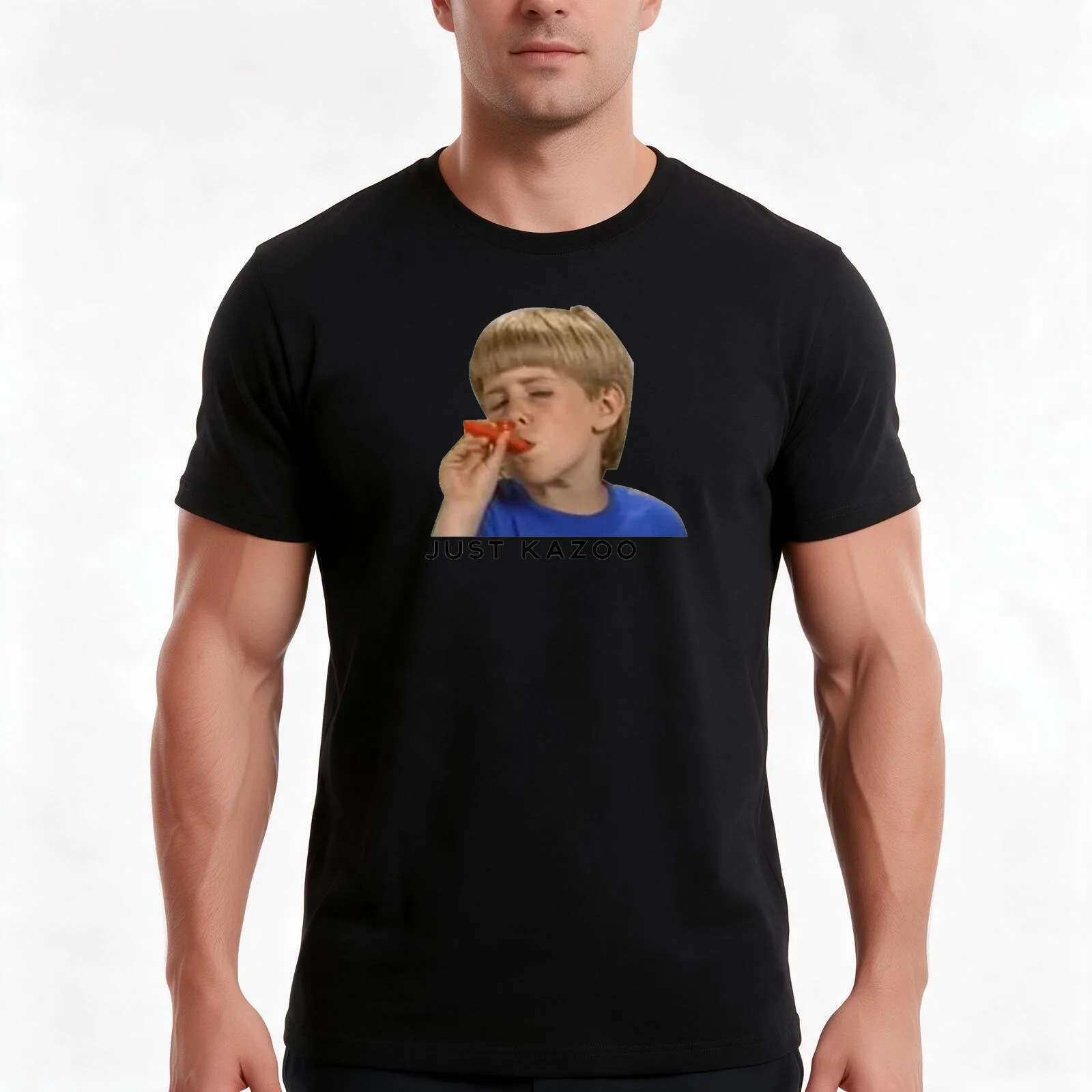 just kazoo T-Shirt, Summer Casual Cotton Tee, Oversized Streetwear Tops, Vintage Graphic Print, Loose Fit Short Sleeve