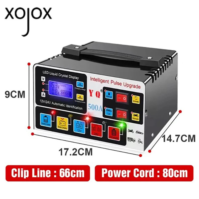 New Smart Car Battery Charger 12V 24V Touch Screen Digital Display Power Puls Repai Pulse Repair LCD Fast Charger